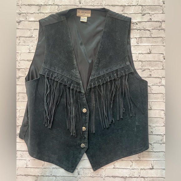 H.L. Spencer Ltd Other - H.L. Spencer Ltd Black Suede Western Fringe Vest, Size L